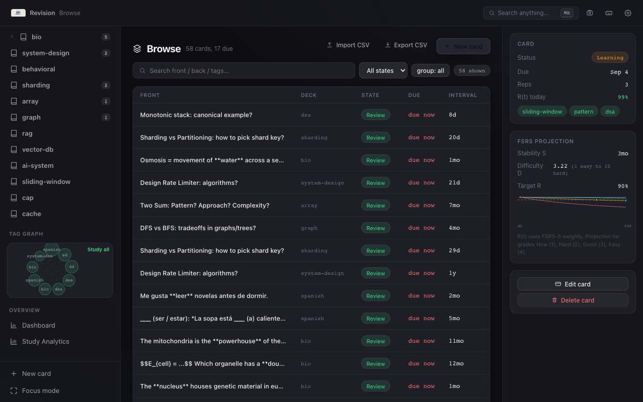 Browse — search, filters, inline edit